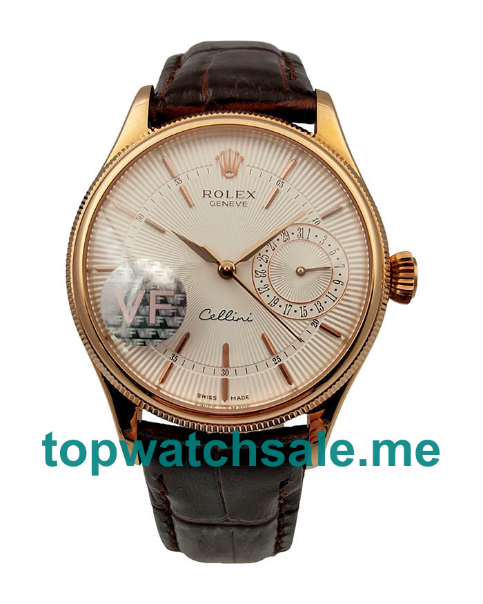 39MM Swiss Rose Gold Cases Replica Rolex Cellini Date 50515 VF UK Watches >> Rolexsubmariner.me