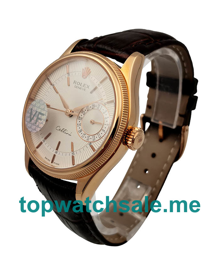 39MM Swiss Rose Gold Cases Replica Rolex Cellini Date 50515 VF UK Watches >> Rolexsubmariner.me